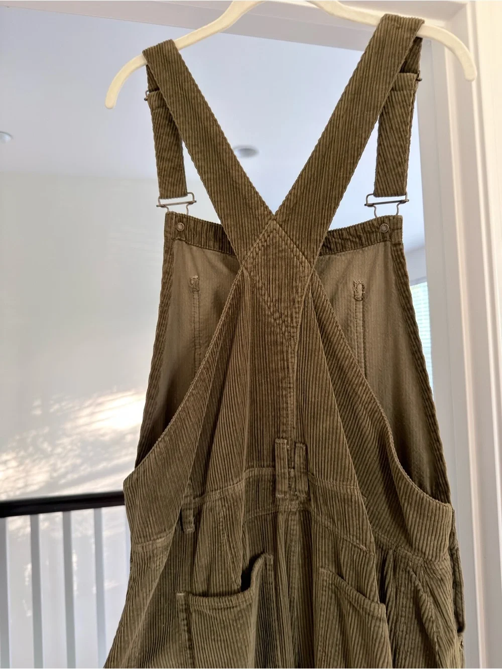 Free People We The Free Corduroy Overalls Medium Olive Utility Baggy Boho - Picture 5 of 8